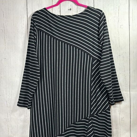Soft Surroundings Black White Striped Asymmetrical Swing Maxi Dress XL Comfy - Picture 14 of 16